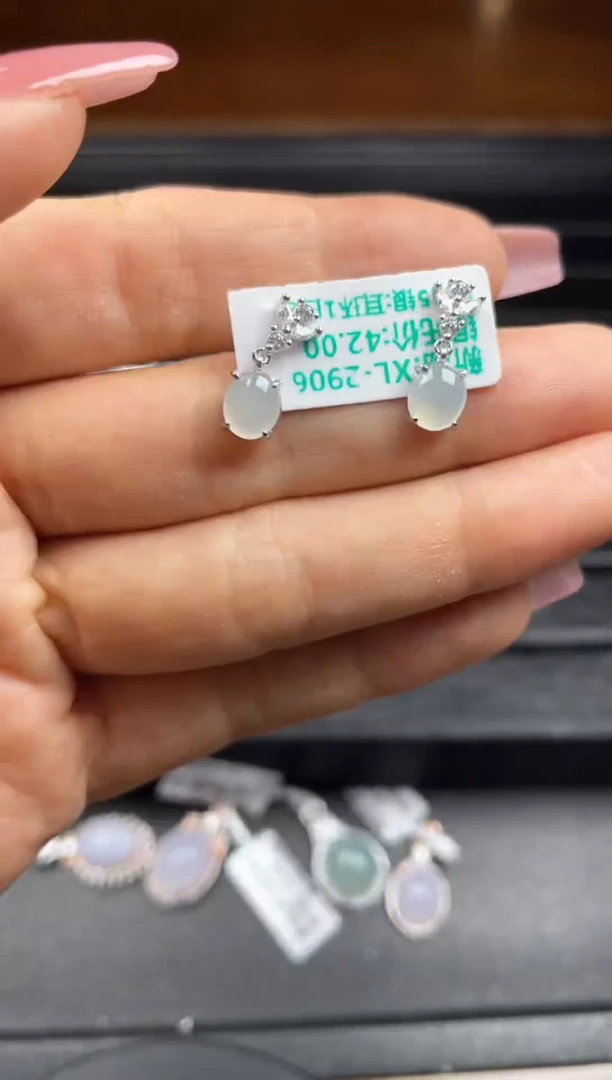 银S925镶嵌戒指翡翠天然翡翠A货