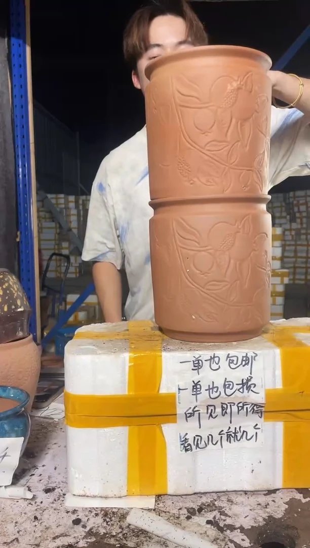 紫砂花盆紫砂花盆宜兴紫砂粗陶花盆21*24