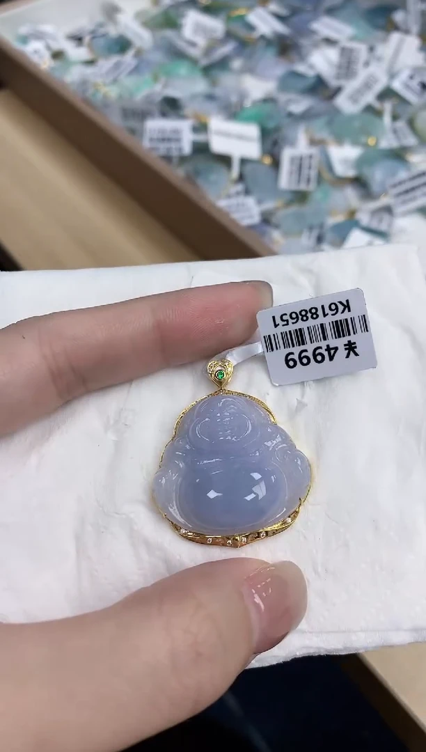 【闪购商品】翡翠颈饰18K金镶嵌天然缅甸翡翠A货