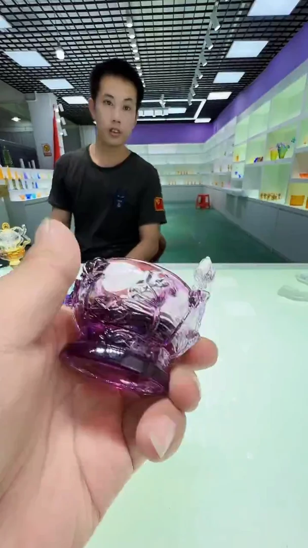 手工艺品琉璃古法琉璃荷花烛台摆件
