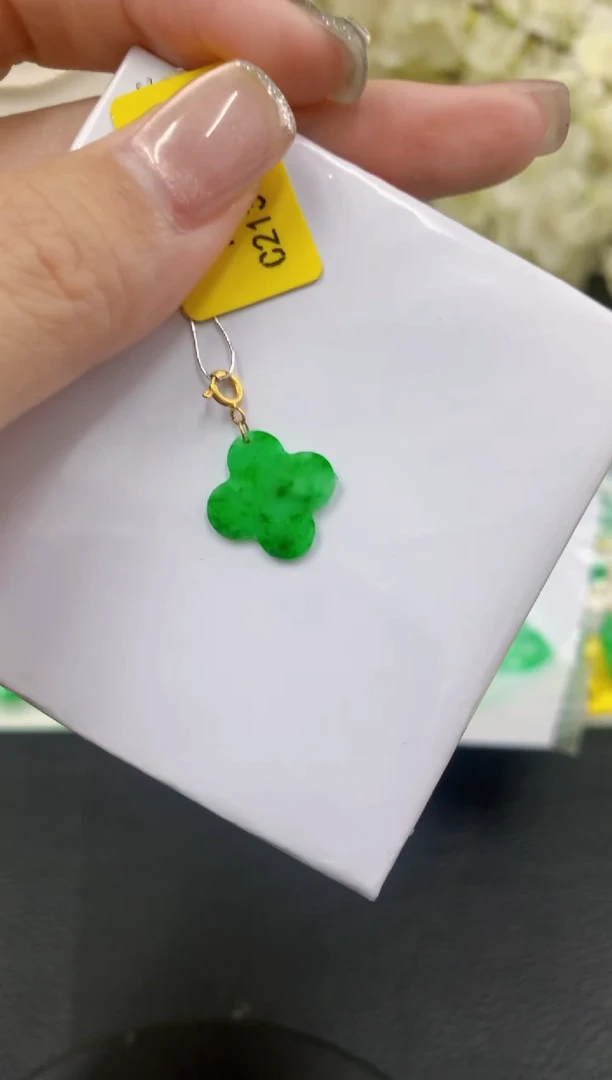 吊坠(不含链)18K金镶嵌翡翠挂件