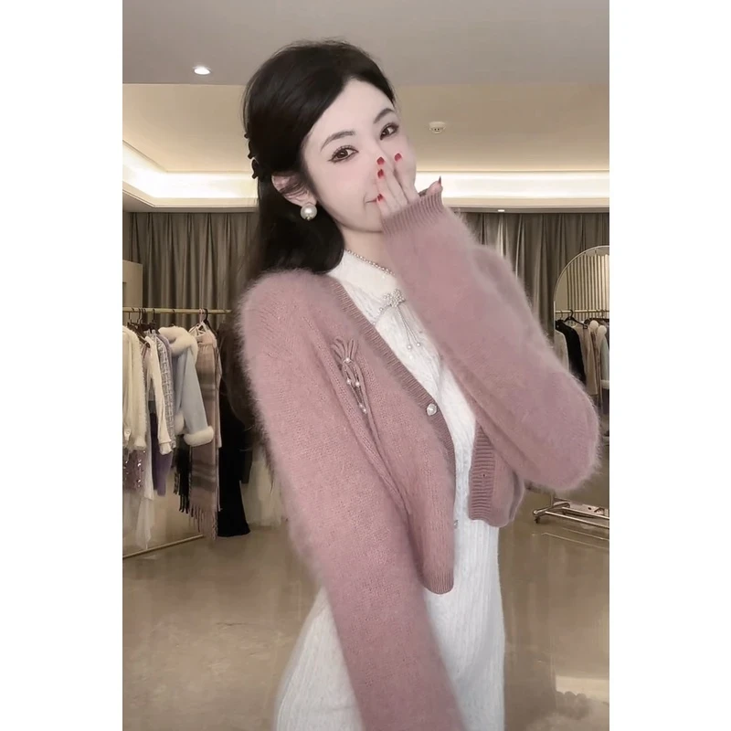 【雅乔宠粉专场】桃花蕊 兔毛开衫外套DYWX-23089014