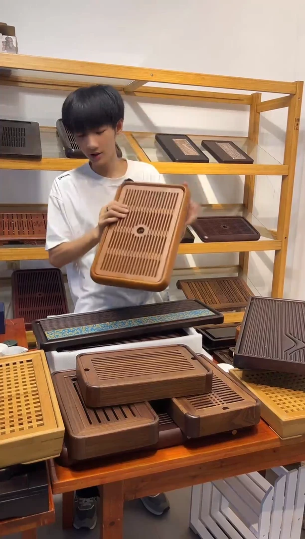 雅致本色小号储水排水茶盘