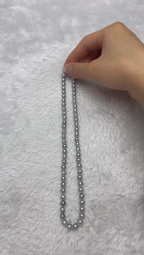 项链银S925镶嵌海水珍珠AK真多麻6-6.5mm