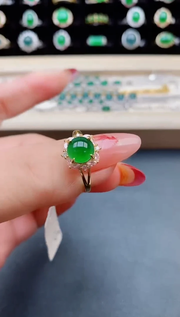 【闪购商品】翡翠戒指银S925镶嵌0850580