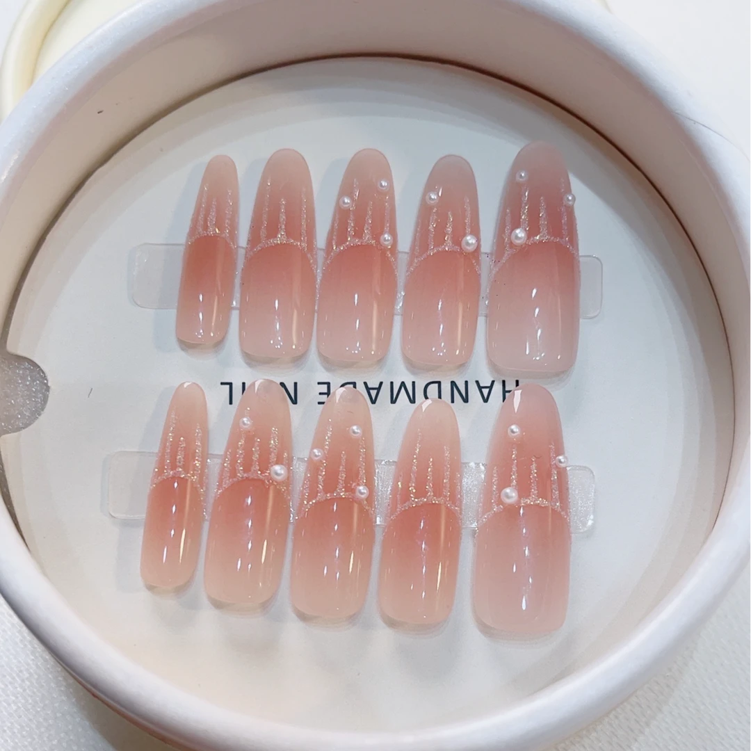 【一帘幽梦】纯手工穿戴甲可拆斜美甲光疗甲