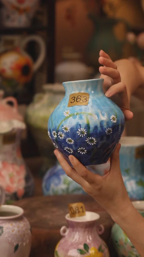 陶瓷363景德镇设计师手作花器摆件侘寂风