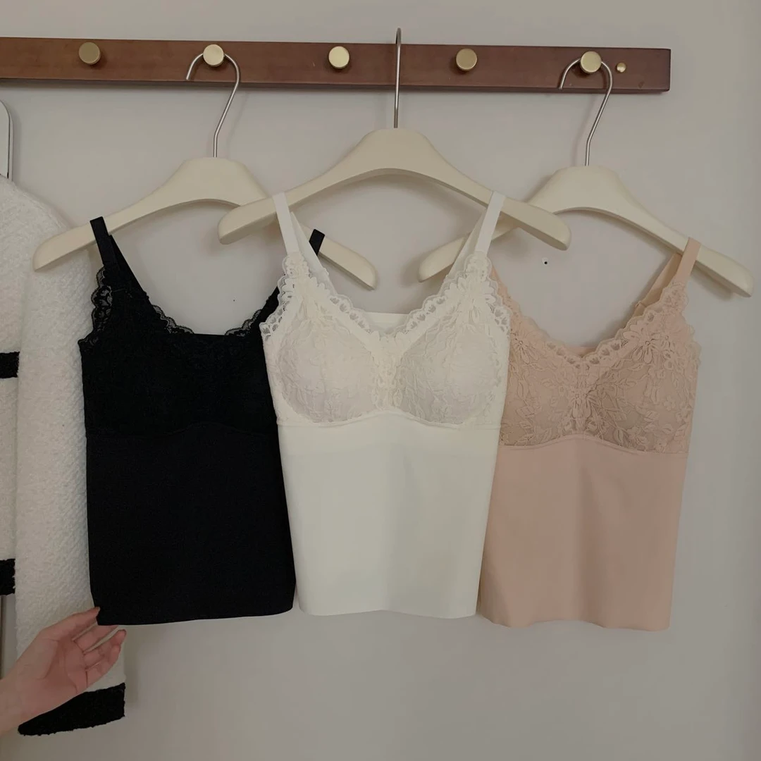 新款夏季蕾丝吊带背心女士女带胸垫无痕夏季美背免穿文胸内搭