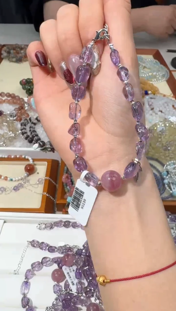 【闪购商品】水晶手链未镶嵌B028紫水糖豆紫马粉单珠款