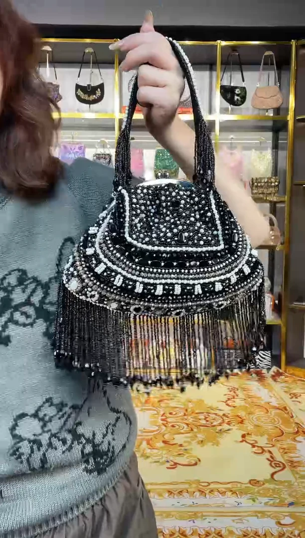 织物珠韵恒泽重工串珠手提包