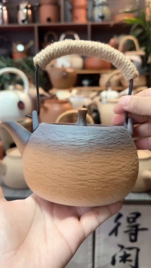 陶石纹耐火提梁壶-700毫升