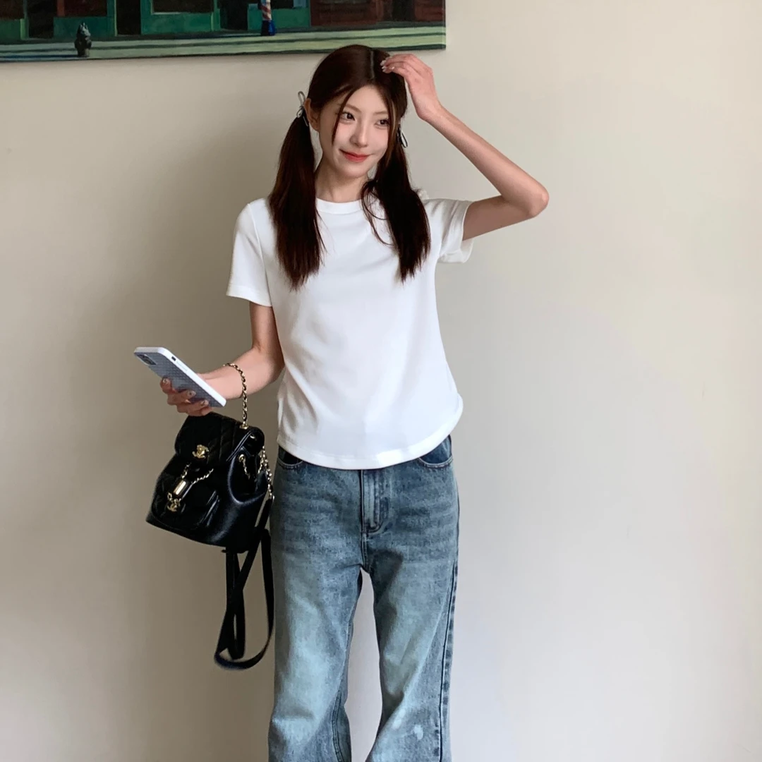 正肩棉质圆领T恤-TY24007