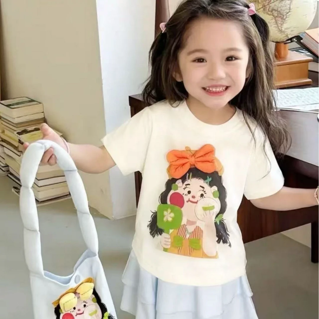 女童卡通短袖T桖韩版夏季新款女宝圆领洋气时尚百搭T桖新款