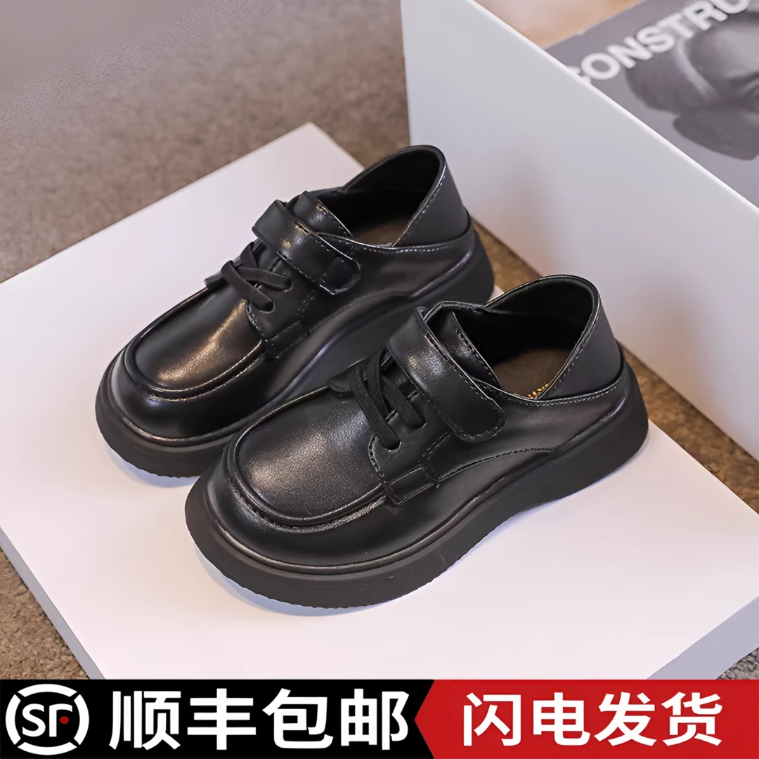 atongmu/阿童木男童鞋春秋单里儿童演出鞋黑色软底学生单鞋小皮鞋