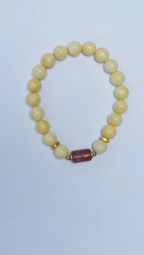 未镶嵌琥珀手链白蜡圆珠手串【微瑕】