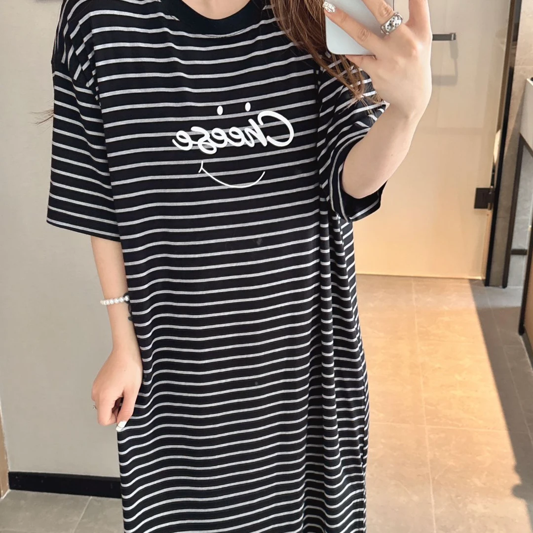 睡裙女夏冰丝薄莫代尔高弹力垂感休闲冰凉感可外穿显瘦条纹半裙