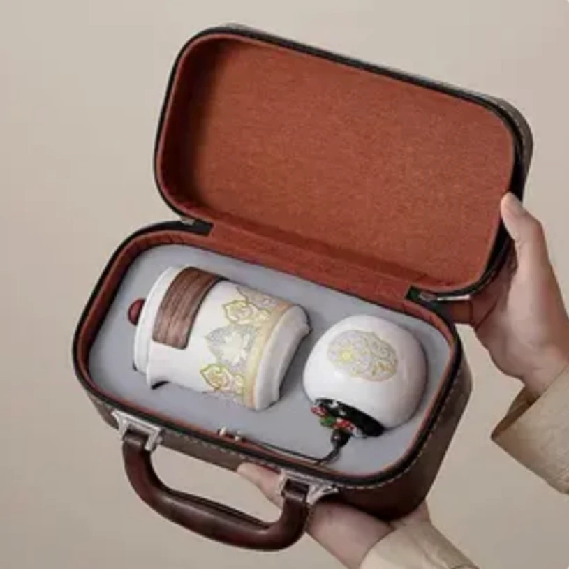 旅行创意茶杯高档陶瓷中式功夫茶具文化创意杯子 颜色规格随机 JX