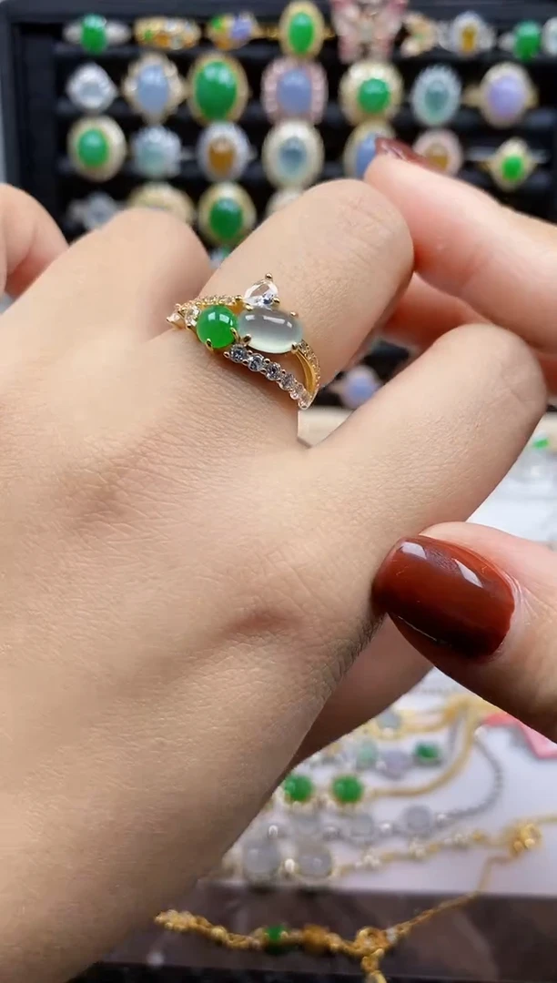 银S925镶嵌戒指翡翠9536