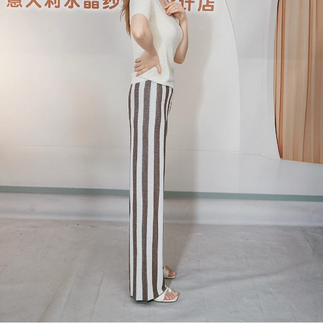 ZhenTiSiMan 条纹裤子显瘦运动时尚休闲宽松外穿针织女士 KA5020
