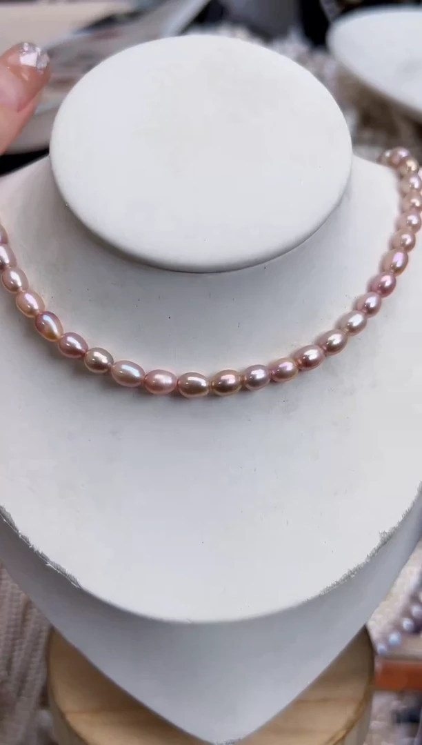 未镶嵌淡水珍珠福利粉色*强光珍珠项链（无核5mm+）