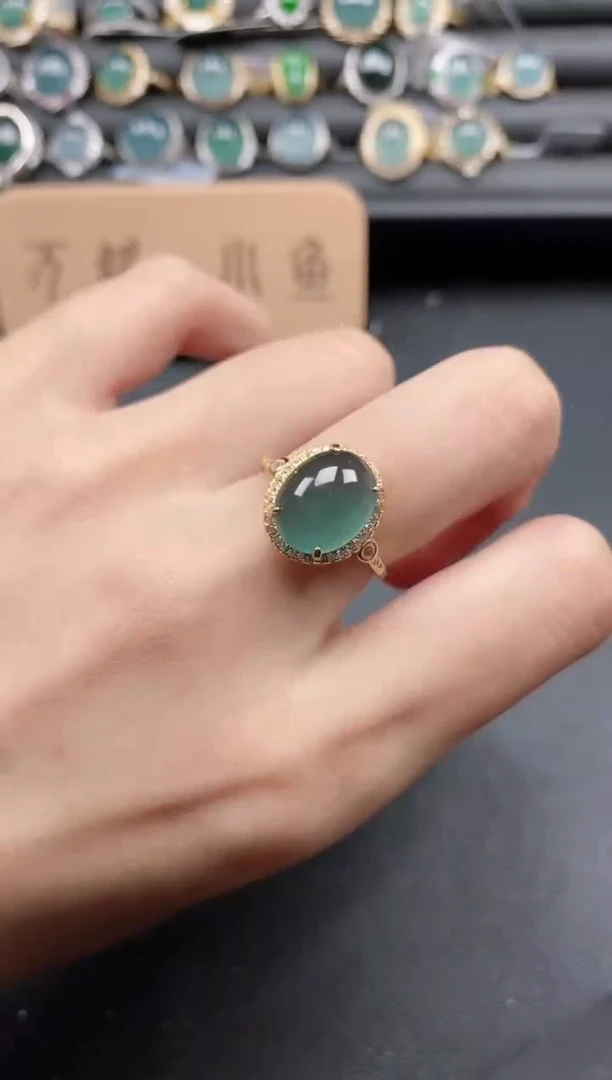 翡翠戒指银S925镶嵌51151