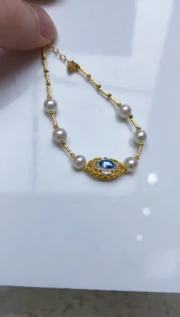 银S925镶嵌手链海水珍珠