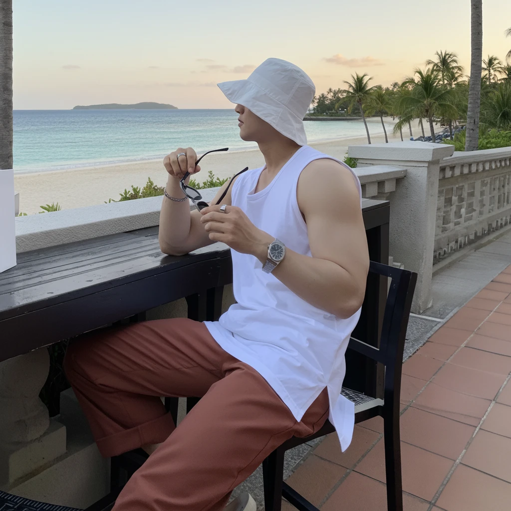 男士夏季纯棉无袖T恤白色高级感坎肩体恤健身运动打底百搭背心潮