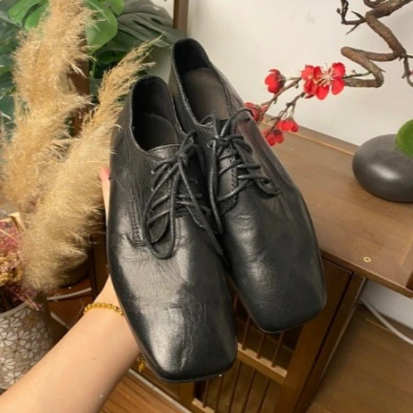 陈C手工女鞋（34-40码）3.5cm手工复古真皮做旧款法试百搭单鞋