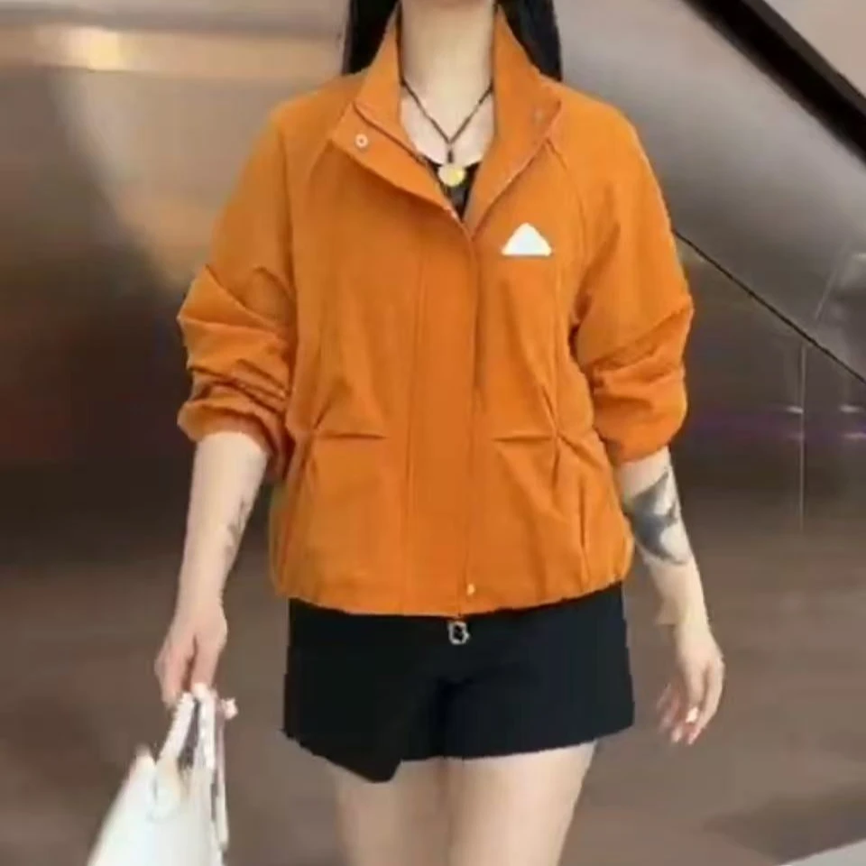 春夏女士时尚宽松纯色女装短款风衣保暖短外套春季立领小外套