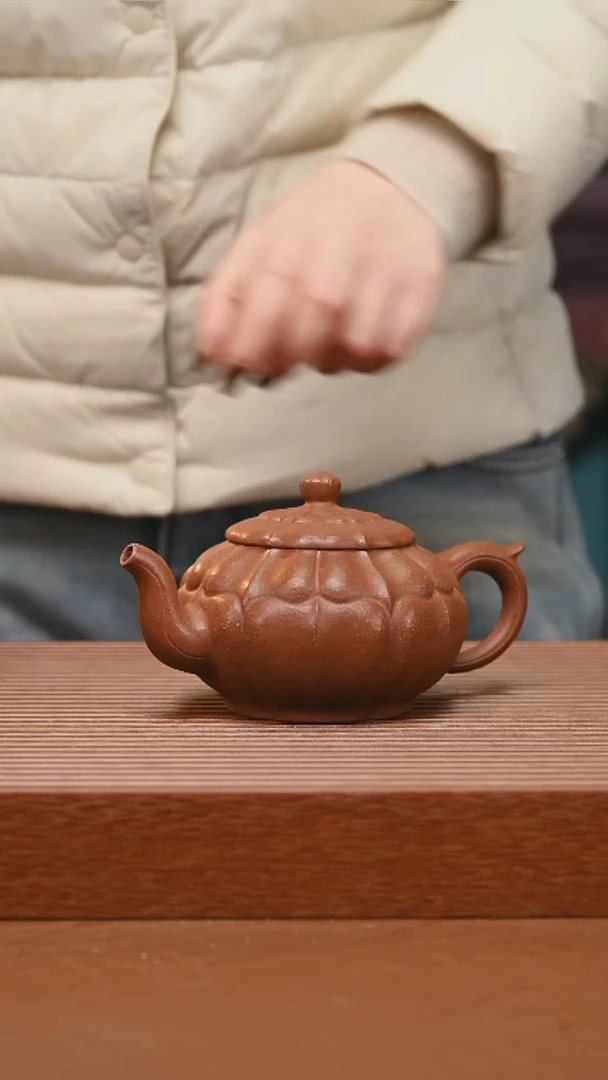 茶杯紫砂精工筋纹扁樱693