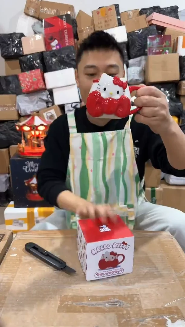 瓷片kt猫大蝴蝶结水杯