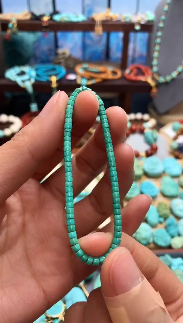 未镶嵌绿松石手链高瓷精工绿松石直切单圈