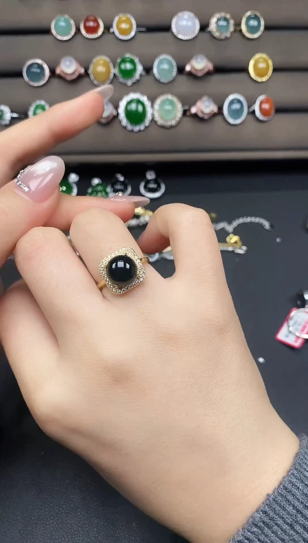 银S925镶嵌戒指翡翠252383