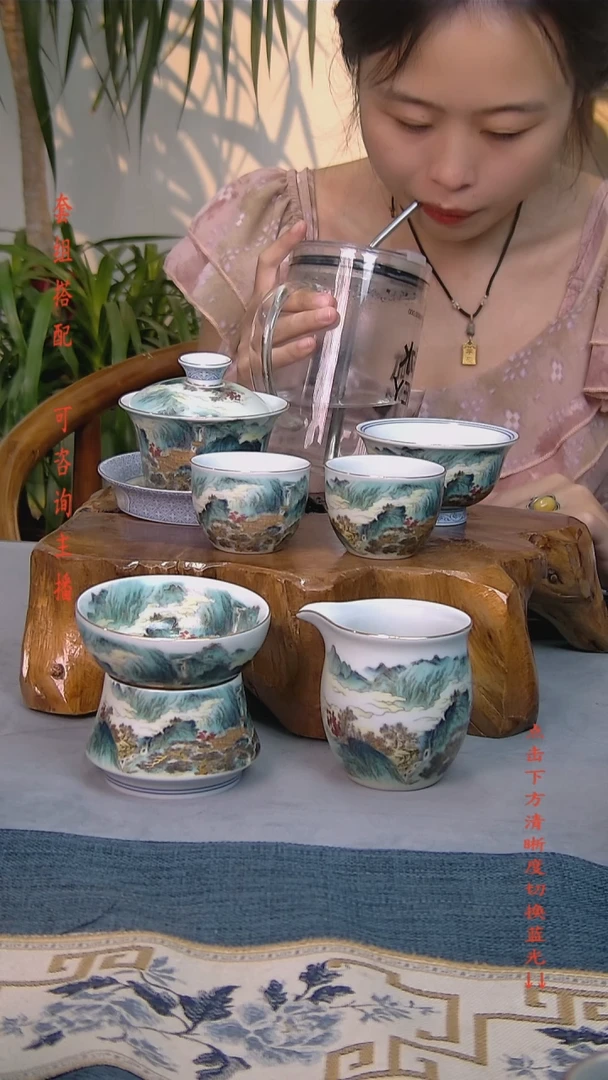 锦绣山河6件套 白瓷陶瓷茶具