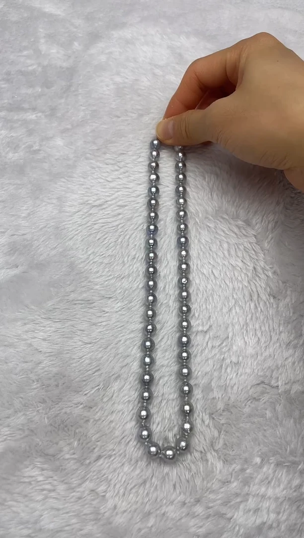 项链银S925镶嵌海水珍珠AK真多麻8-8.5mm