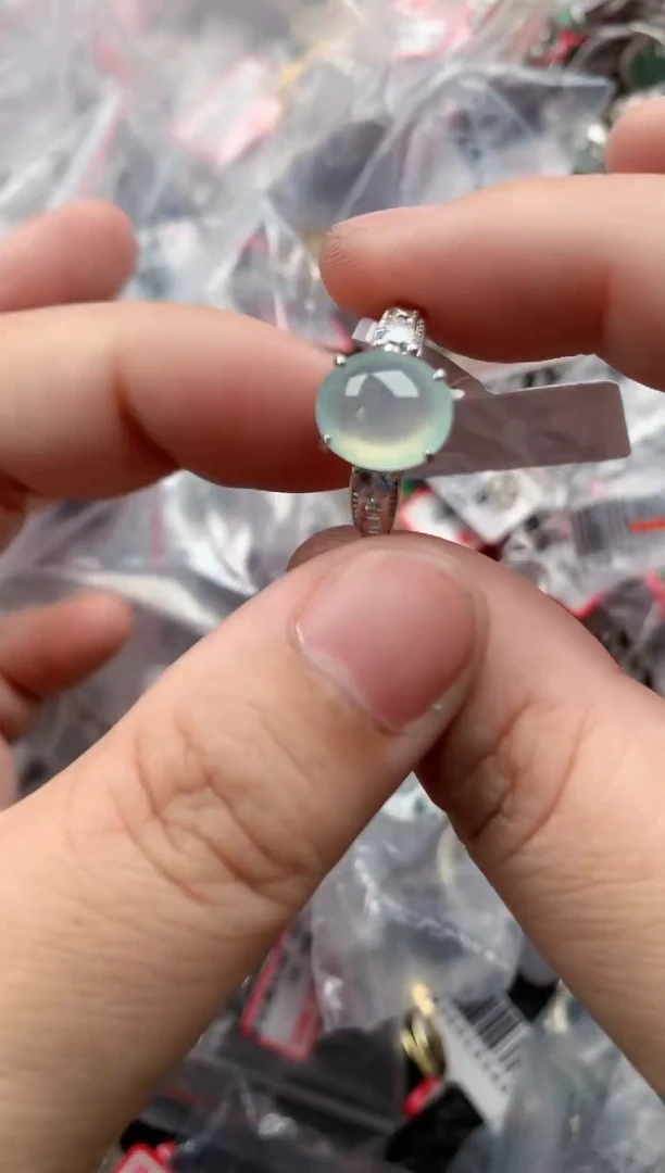 银S925镶嵌戒指翡翠12   7