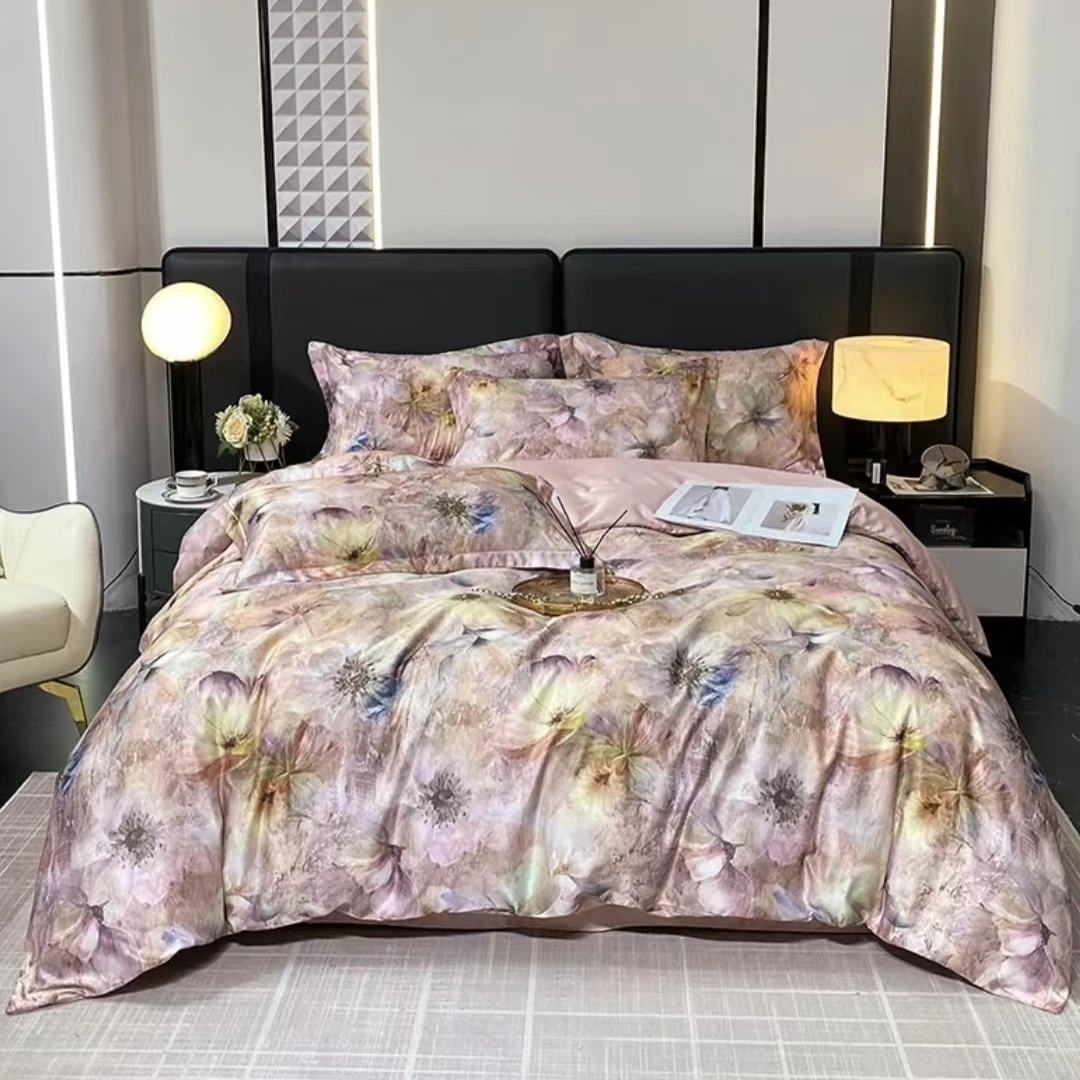 新款高端轻奢贡缎提花水氧棉四件套轻奢家用高端丝滑床品套件