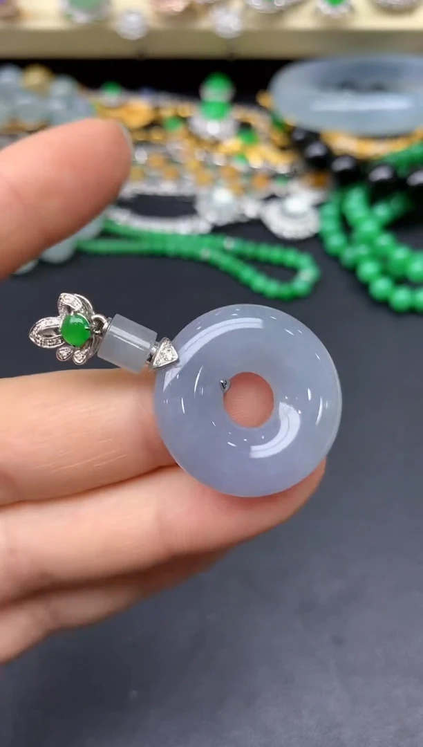 颈饰18K金镶嵌翡翠164-雪姐翡翠天天见