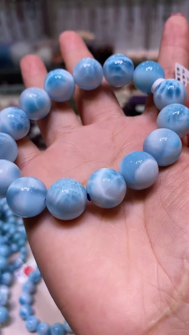 未镶嵌针钠钙石（海纹石）手链多样性发其一14+