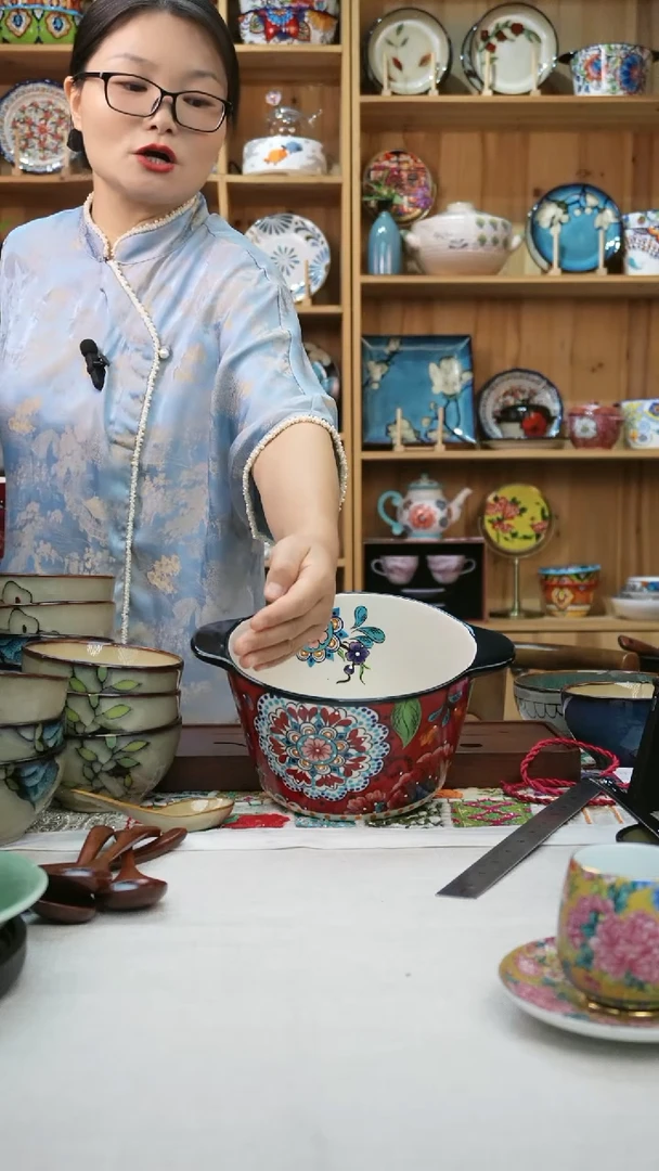 瓷片小可高温陶瓷一只耳朵汤碗