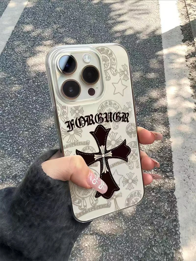 潮牌十字架适用iPhone16Promax透明15手机壳14苹果13创意12防摔壳