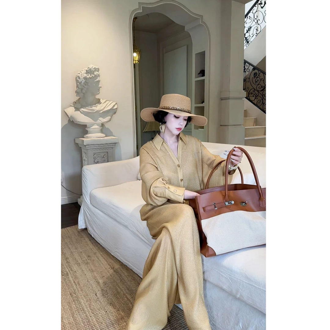 LYXJ【奢金老钱】高级清冷感老钱限量发售系列套装上衣➕阔腿裤11950