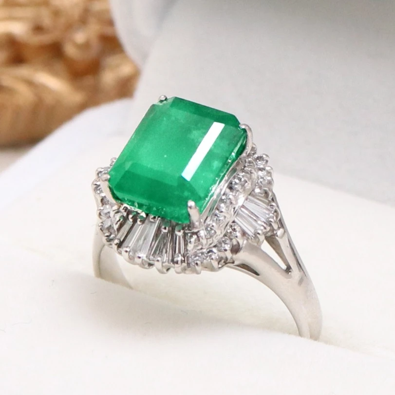 PT900祖母绿钻石戒指J01501