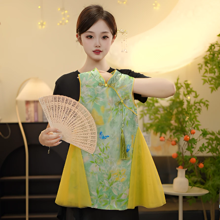 【YT金缕翠微裳】女童2025新中式旗袍裙夏季出游新款拼接连衣裙