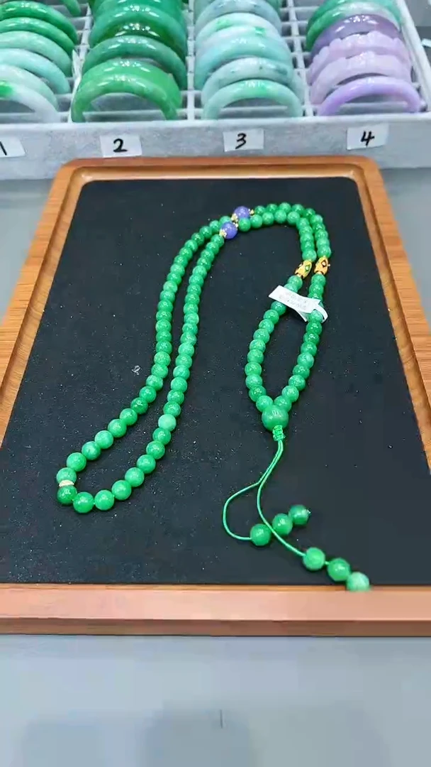 【闪购商品】砖雕s91  正阳绿流苏项链 卡8mm