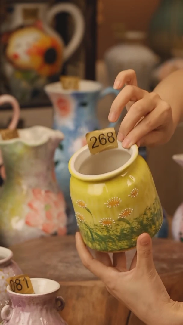 陶瓷268景德镇设计师手作花器摆件侘寂风