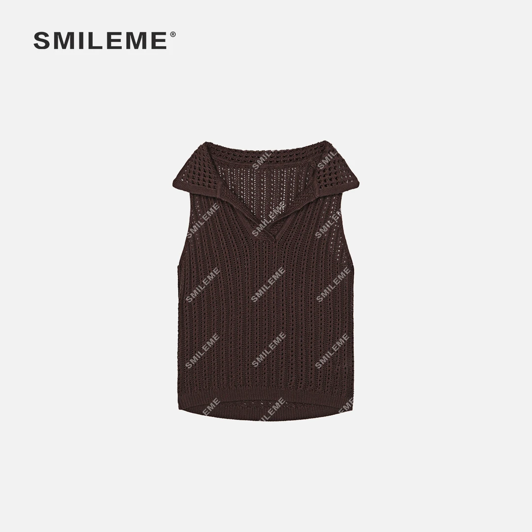 SMILEME【陶纹镂空】夏季女装穿搭满分’‘棉’‘舒适V领镂空无袖上衣