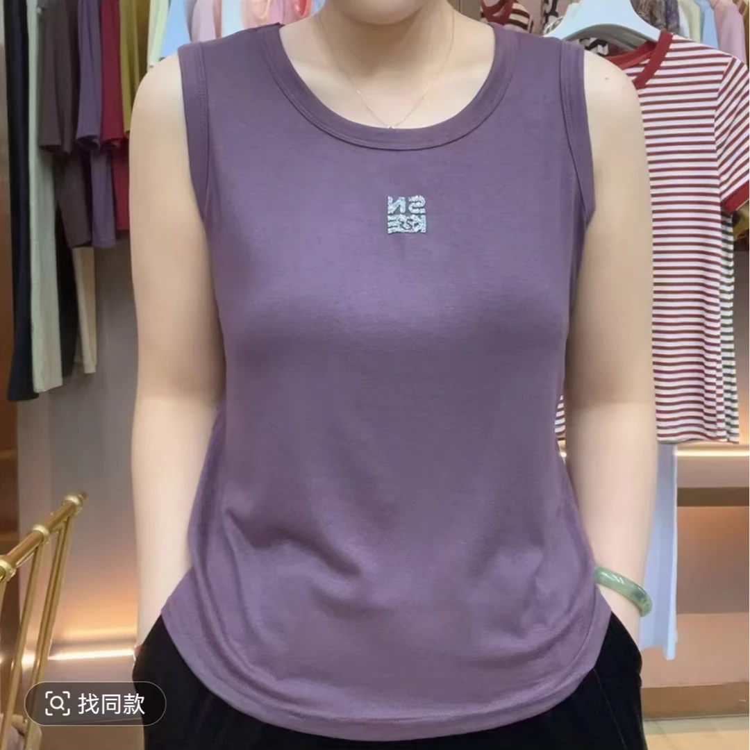 【新款福利】夏季洋气凉爽舒适莫代尔吊带背心烫钻宽松弹性大