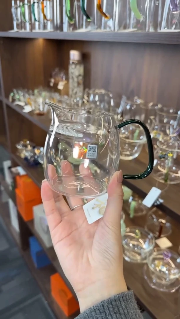 手工艺品琉璃禾器 泰然月牙墨绿色