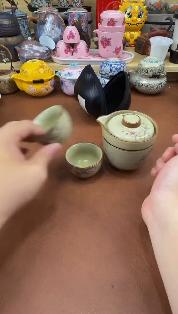 陶瓷茶具摆件旅行套组